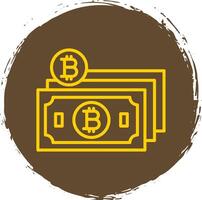 bitcoin kontanter linje cirkel klistermärke ikon vektor