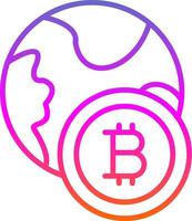 Bitcoin Welt Linie Kreis Aufkleber Symbol vektor