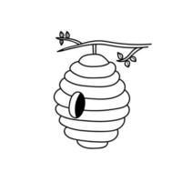 Bienenstock-Doodle-Symbol. Hand gezeichnete Vektorillustration lokalisiert auf weißem Hintergrund. vektor