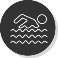 Schwimmen Linie Schatten Kreis Symbol Design vektor