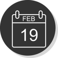 februari linje skugga cirkel ikon design vektor