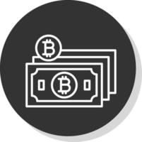 bitcoin kontanter linje skugga cirkel ikon design vektor