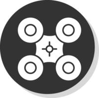 Drönare glyf skugga cirkel ikon design vektor