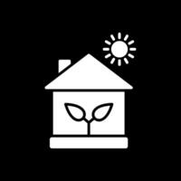 ekologisk hus glyf omvänd ikon design vektor