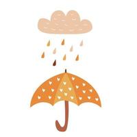 Gekritzel offener Regenschirm mit Herzdruck vektor