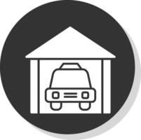 Garage Glyphe Schatten Kreis Symbol Design vektor