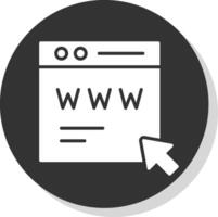 webb sida glyf skugga cirkel ikon design vektor