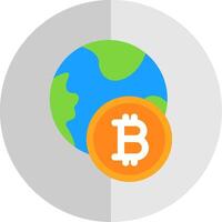 Bitcoin Welt eben Rahmen Symbol Design vektor