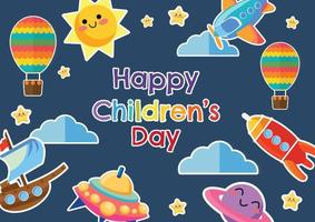 glad barns dag och unge vackra ikon färgglada vektor