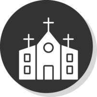 kyrka glyf skugga cirkel ikon design vektor