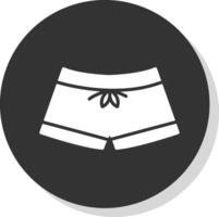 simma shorts glyf skugga cirkel ikon design vektor