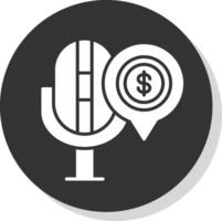 Finanzen Podcast Glyphe Schatten Kreis Symbol Design vektor