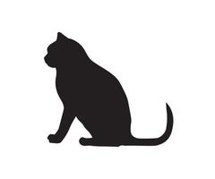svart siluett av en katt som sitter i sidled vektor