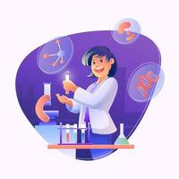 Biotechnologie-Wissenschaftlerin im chemischen Labor vektor