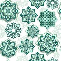 Festivalgrafik der islamischen geometrischen Kunst. nahtlose Musterdekoration in Grün. Eid Mubarak Feier. vektor
