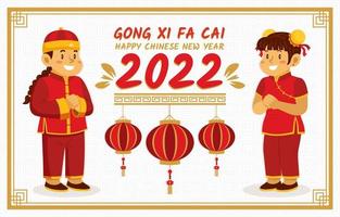 par som hälsar kinesiskt nyår gong xi fa cai vektor