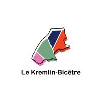 le kremilin bicetre Karta, Frankrike Land Karta platt stil modern logotyp design illustration vektor