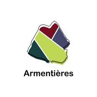 Karta Frankrike Land med stad av armentieres, geometrisk och färgrik logotyp design mall element vektor