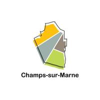 Karte Frankreich Land mit Stadt von Champs sur marne, geometrisch und bunt Logo Design Vorlage Element vektor