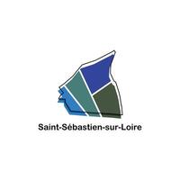 Karta Frankrike Land med stad av helgon sebastien sur Loire, geometrisk och färgrik logotyp design mall element vektor
