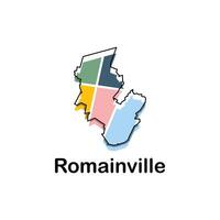 Karta Frankrike Land med stad av romainville, geometrisk och färgrik logotyp design mall element vektor