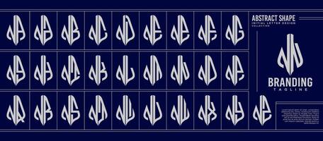 uppsättning av lyx linje kurva abstrakt brev n nn logotyp monogram vektor