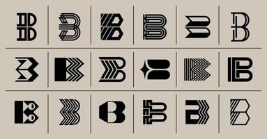 geometrisch Linie Brief b Logo Vorlage bündeln vektor
