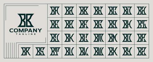 retro linje abstrakt form första brev b bb logotyp uppsättning vektor