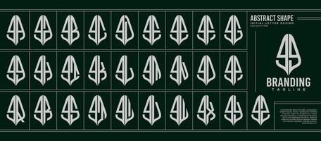 abstrakt form små bokstäver första g gg brev, siffra 9 99 logotyp uppsättning vektor