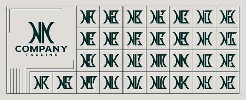 retro linje abstrakt form första brev n nn logotyp uppsättning vektor