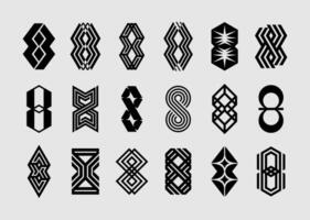 bündeln von geometrisch Linie Nummer 8 Logo Design vektor