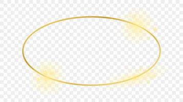 guld lysande oval form ram isolerat på bakgrund. skinande ram med lysande effekter. illustration. vektor