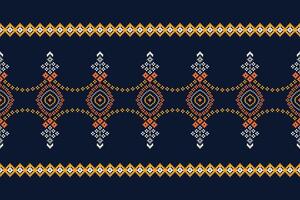 traditionell ethnisch Motive Ikat geometrisch Stoff Muster Kreuz Stich.ikat Stickerei ethnisch orientalisch Pixel Marine Blau Hintergrund. abstrakt, Illustration. Textur, Dekoration, Tapete. vektor