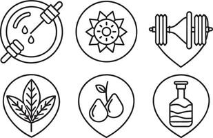 uppsättning av ikoner för naturlig Produkter. illustration i översikt stil. vektor