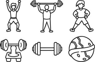 Gliederung Illustration von Fitness und Sport Symbole zum Netz Design vektor