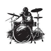 Schlagzeuger im Aktion. Schlagzeuger Silhouette Design Kunst, Symbole, und Grafik vektor