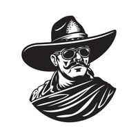 cowboy. illustration av en cowboy med en hatt vektor