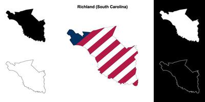 Richland Bezirk, Süd Carolina Gliederung Karte einstellen vektor