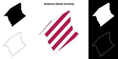anderson Bezirk, Süd Carolina Gliederung Karte einstellen vektor