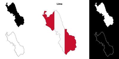 Lima Region Gliederung Karte einstellen vektor