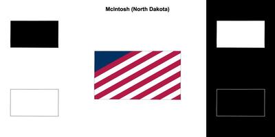 mcintosh grevskap, norr dakota översikt Karta uppsättning vektor