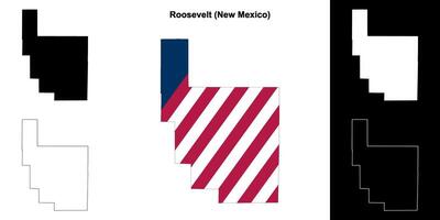 roosevelt grevskap, ny mexico översikt Karta uppsättning vektor