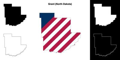 gewähren Bezirk, Norden Dakota Gliederung Karte einstellen vektor