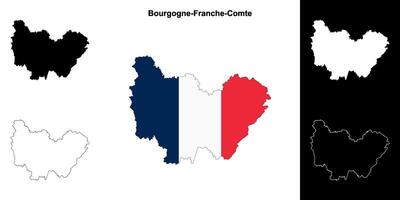 bourgogne-franche-comte område översikt Karta uppsättning vektor