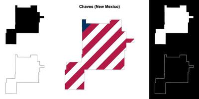 Chaves Bezirk, Neu Mexiko Gliederung Karte einstellen vektor