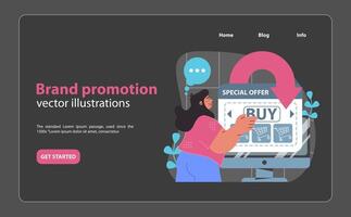 varumärke befordran begrepp. utnyttjande digital kampanjer för särskild erbjudanden. vektor