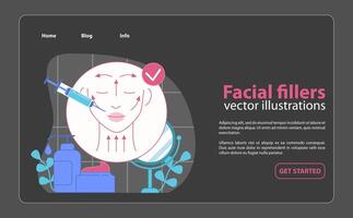 verjüngend Gesichts- Füllstoffe Behandlung. ein Illustration zeigt. vektor