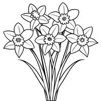 påsklilja blomma bukett översikt illustration färg bok sida design, påsklilja blomma bukett svart och vit linje konst teckning färg bok sidor för barn och vuxna vektor