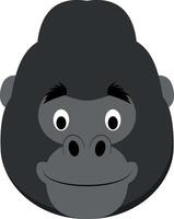Gorilla Gesicht im Karikatur Stil zum Kinder. Tier Gesichter Illustration Serie vektor