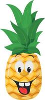 Früchte Zeichen Sammlung. Illustration von ein komisch und lächelnd Ananas Charakter. vektor